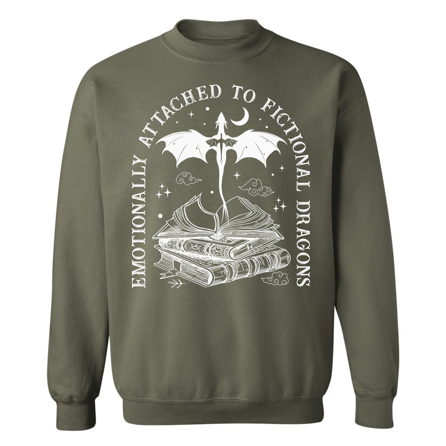 Gildan Adult Crewneck Fleece- Emotionally Attached To Fictional Dragons (Made To Order)