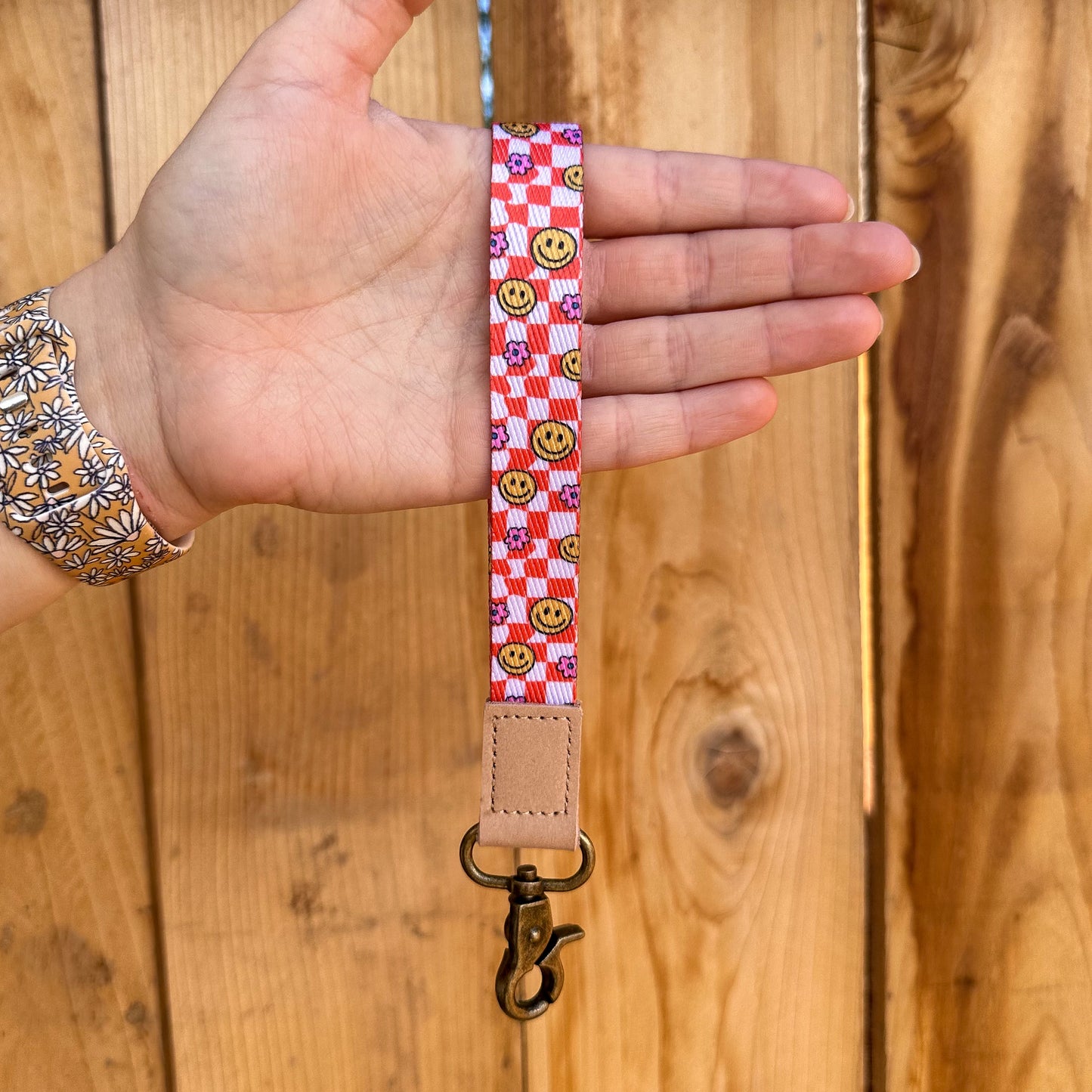 Smiley Checks Wrist Lanyard
