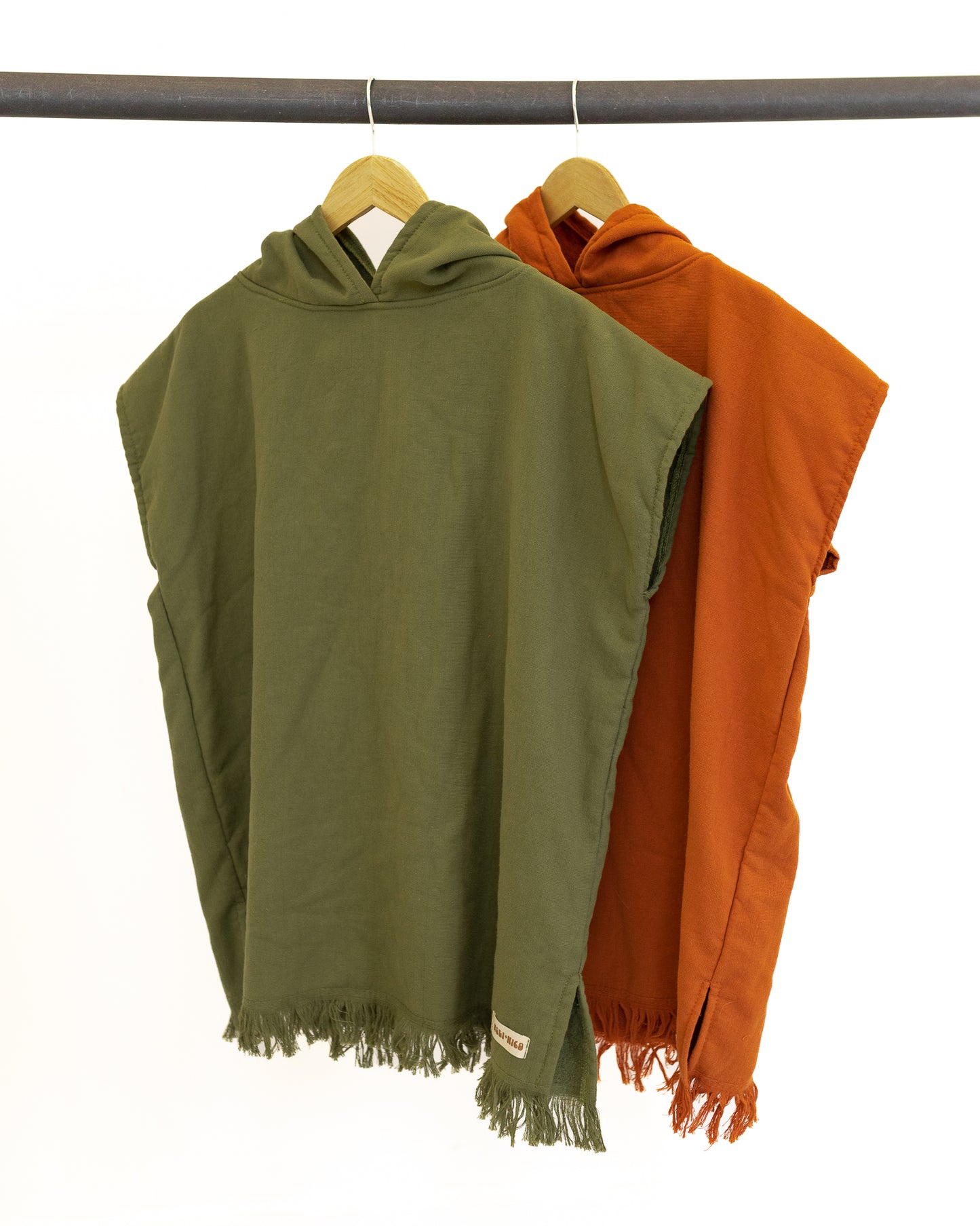 (2-Pack) Kids Towel Poncho || Olive + Rust