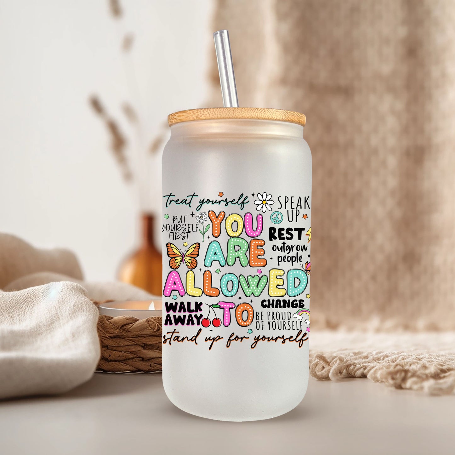 16oz Frosted Glass Tumbler || You Are Allowed To (made to order)
