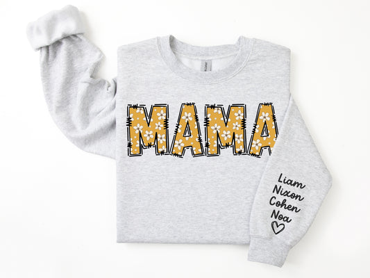 Gildan Adult Crew Fleece- Custom Grandma/Mom Sweatshirt With Names: Yellow Floral (Made To Order)